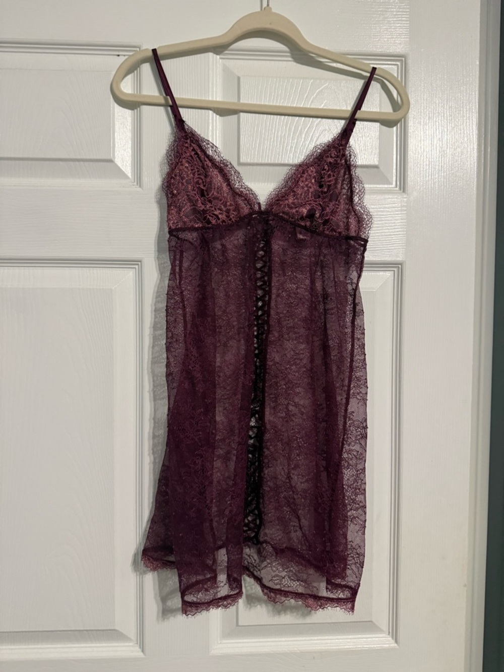 Victoria's Secret Plum Lace Chemise with Front Lace-Up